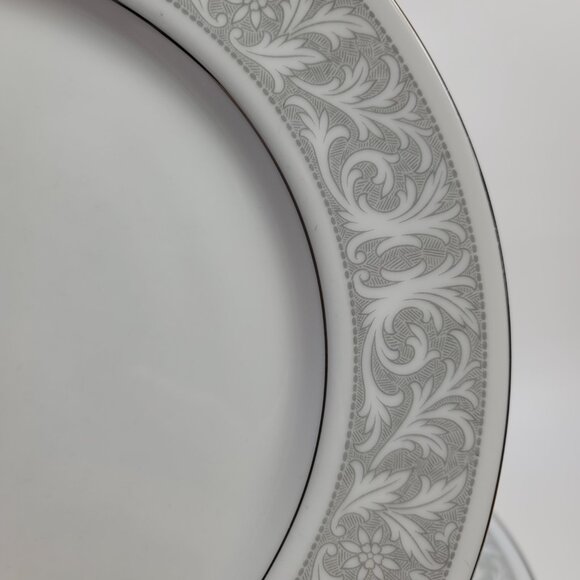 FOUR Imperial China Whitney Dinner Plates White Gray Band Leaf Scrolls W. Dalton - Picture 8 of 15